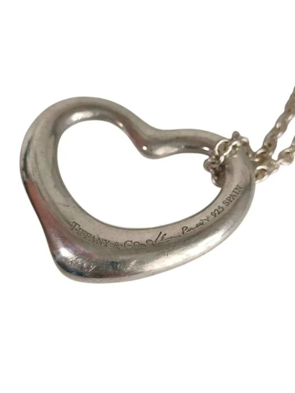 Tiffany & Co Elsa Peretti Open Heart Large Chain Pendant 925 Sterling